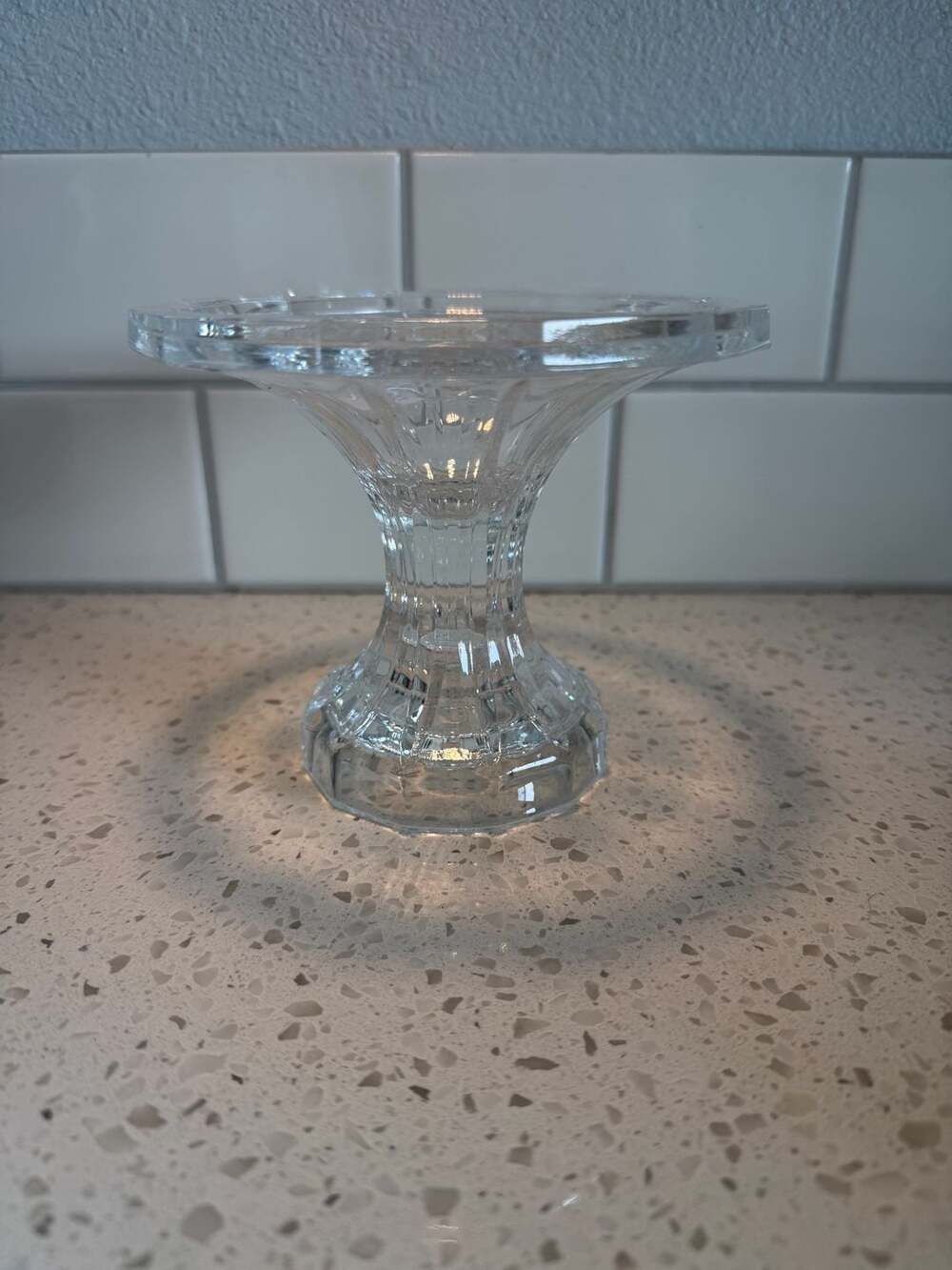 Vintage Pressed Glass Footed Pedestal Candy Dish or Candle Holder